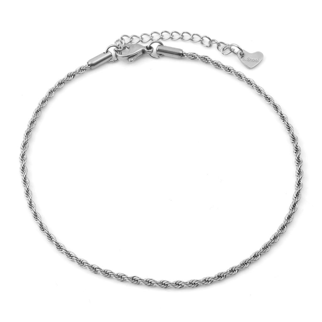 Stainless Steel Link Chain Anklet Silver Color For Women Beach Foot Leg Chain Ankle Bracelets Jewelry Gift 23.5cm Long, 1 Piece
