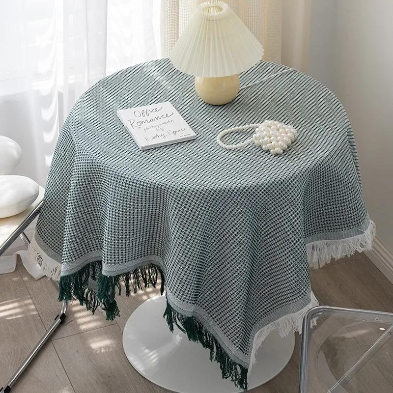 

Pink Square Tablecloth Cotton Linen Table Cloth with Tassel for Wedding Decor Cover Dining Table Kitchen Desk 130X130/180X180CM (Green,Square 90X90CM) зелёный