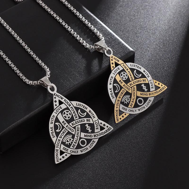 Norse Runes Celtic Knot Pendant: Stainless Steel Necklace for Men - Scandinavian Punk Gift