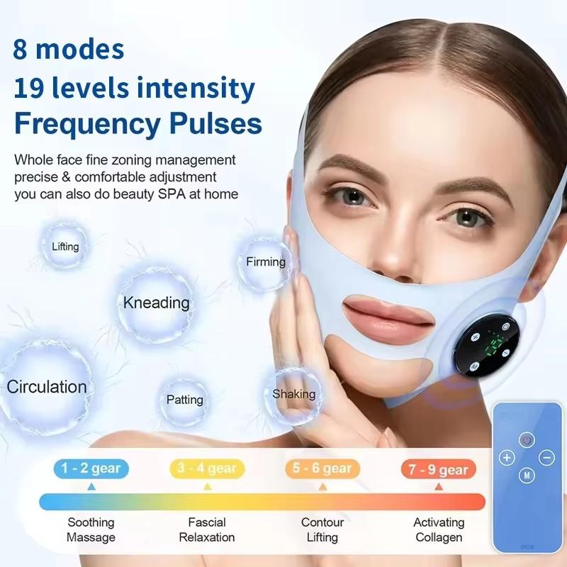 Electric Face Slimming Strap Shaping EMS Face Lifting V Face Device Skin Tightening Anti-Wrinkle Facial Massager