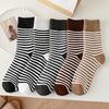 Women's Autumn-Winter Plus Velvet Thickened Mid-Calf Striped Terry Socks - Warm, Cold-Resistant Sleep Socks.