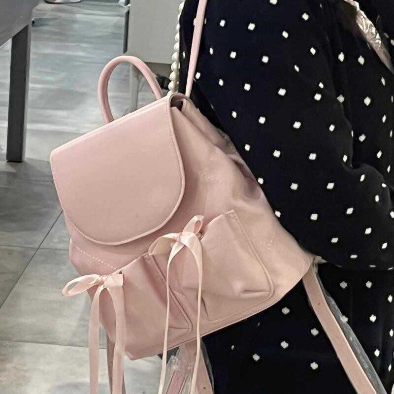 Girl Student Class Backpack Ballet Style Small And Lightweight Backpack Niche Bow Schoolbag Light And Waterproof