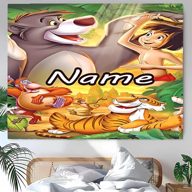 Personalized The Jungle Book Background Tapestry,Custom Name Birthday Party,Multifunctional Wall Decoration for Home Decor,Various Occasions