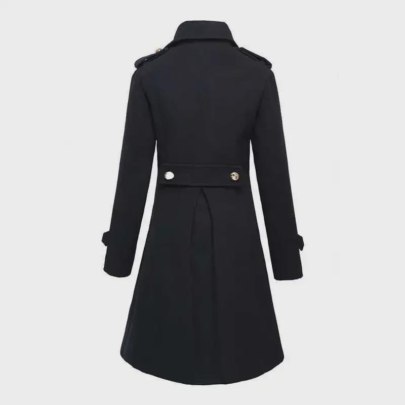 2021 Herbst/Winter Unisex Wollmantel: Mittel-Lang, Dick, Zweireihiger Militär-Windbreaker