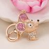 Keychain Pendant Sparkling Rhinestones Mouse Shape Charm Key Chain Strong Lobster Clasp Multi-Functional Key Holder