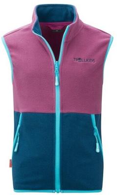 Jacket Trollkids Kjerag Vest Fleece Waistcoat Blue Purple