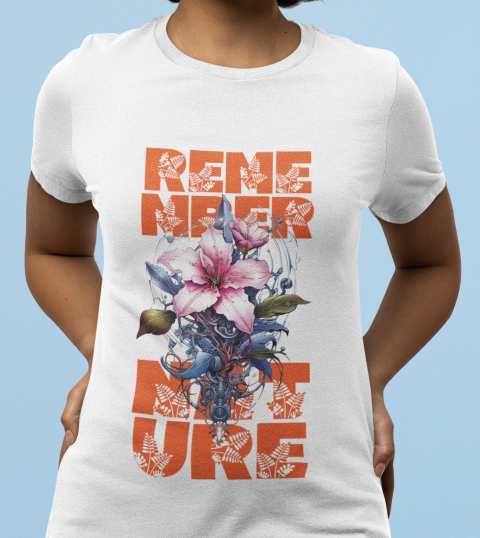 Cyberpunk Floral T-Shirt: Remember Nature Fusion, Unisex Cotton Tee S