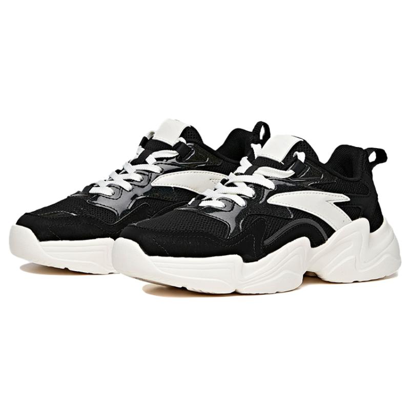 Anta Anti-Slip Wear-Resistant Low-Top Chunky Sneakers Women's Black White Sneakers