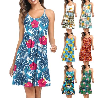 Bedrucktes ärmelloses Damen-Nachtwäschekleid mit Schultergurt