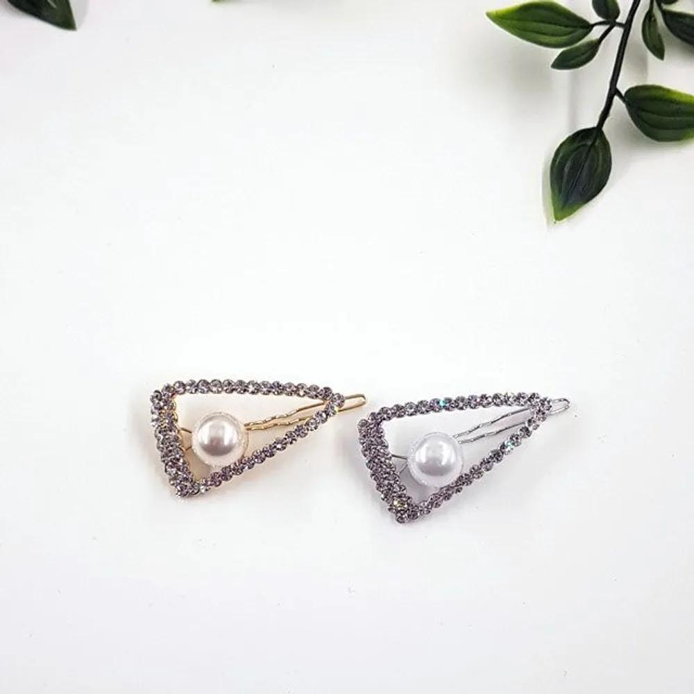 Triangular pearl hairpin hair clip claw clip Gold