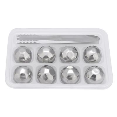 Edelstahl Eis Kugeln Chills Wein Whiskey Trinken Chiller Steine Felsen mit Tong(Diamant)