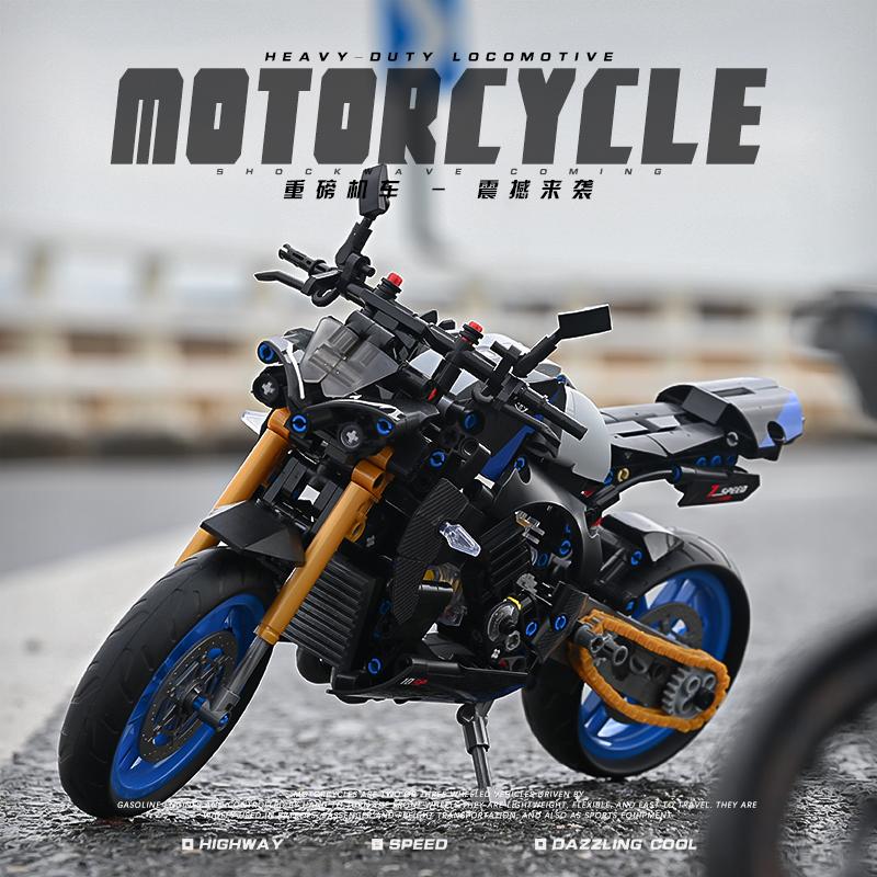 Non-Toxic Technical Motorcycle Building Blocks 1:8 Scale Model Kit For Kids/Adults Road Racer Bricks Toys (Halloween/Birthday Gift)