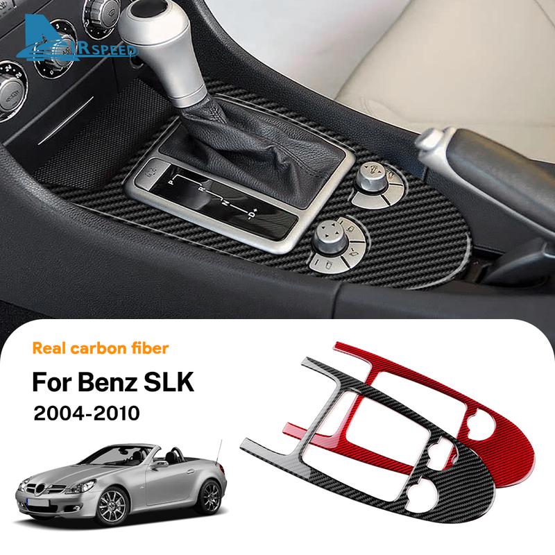Real Soft Carbon Fiber Trim Sticker For Mercedes Benz SLK R171 2004 2005 2006 2007 2008 2009 2010 Car Central Control Gear Shift