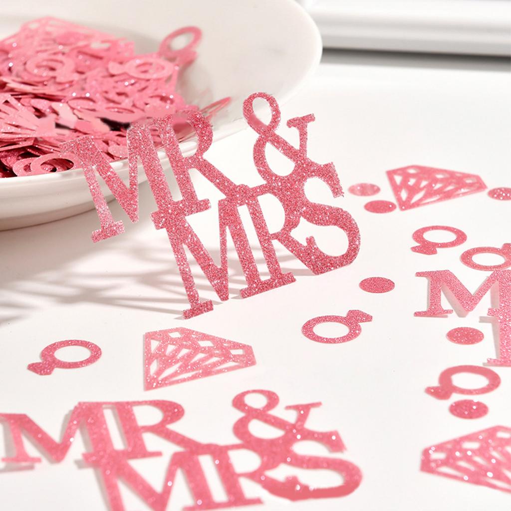 Glittering Confetti Mr & Mrs Wedding Rings Sequins for Wedding Ceremony Bridal Showers Engagements Party Decoration