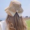 Versatile Bucket Hat Women's Spring and Autumn Pure Cotton Back Split Bow Fashion Casual Sunscreen Sun Hat Korean Version Hat Women
