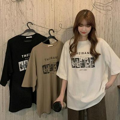 T-shirt da donna larga a maniche corte stile Harajuku 2022 - Tendenza estiva coreana