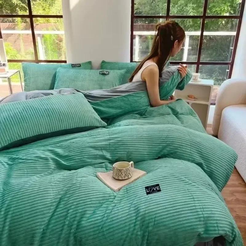 Solid Color Winter Warm Velvet Duvet Cover Thicken Bed Quilt Cover Twin Queen King Size Bedding 150/180/200/220cm Funda Nórdica