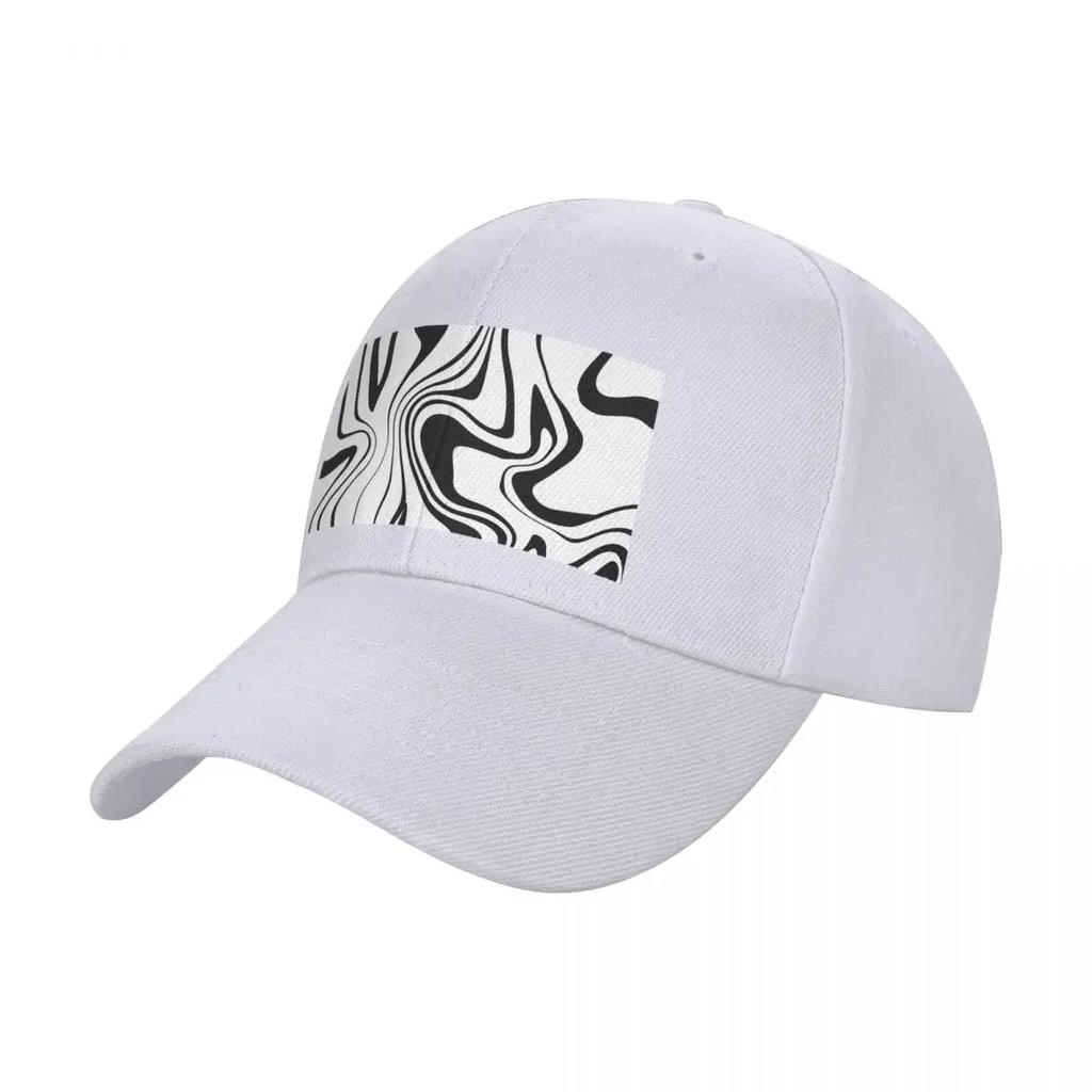 Black and White Trippy Print Baseball Cap GentleUnisex Hat Luxury Rave Unisex Womens