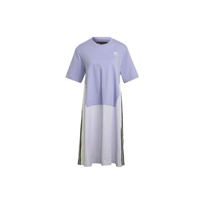 Rochie midi, cu mânecă scurtă, lejeră, cu decolteu rotund, rochii pentru femei, violet deschis H59021