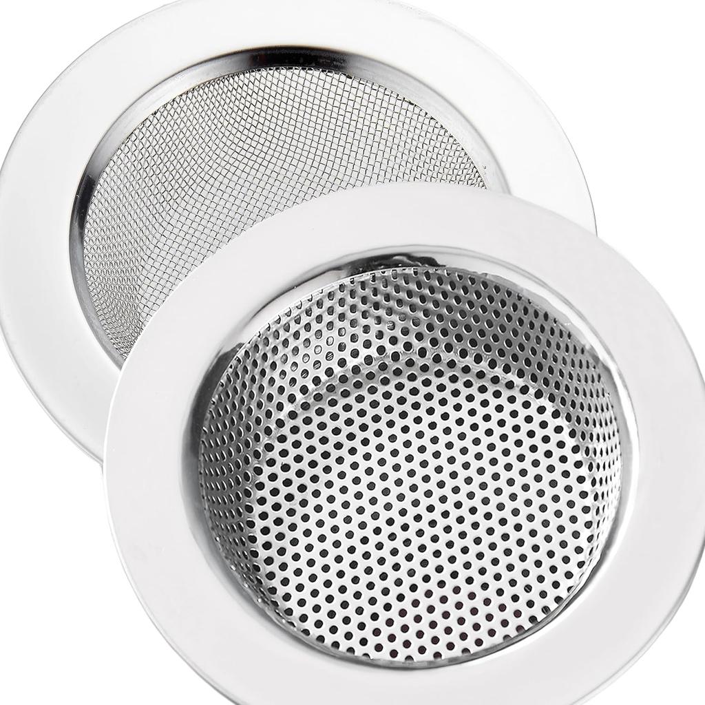 LASSHSWA 2 Pcs Kitchen Sink Strainer Stainless Steel, Mesh and Punching, Kitchen Sink Drain Strainer, Sink Strainers with Large Wide Rim 4.5"