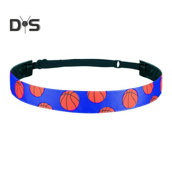 Faixa de cabeça esportiva para meninas Faixa de cabelo atlética Faixa de cabeça elástica com padrão de basquete para futebol Correndo Faixa de suor Acessórios esportivos