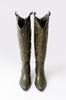Women Modern Stylish Fashion Boots Faux Leather Suede Black Leather Embroidered Medieval Cowboy Long Boots