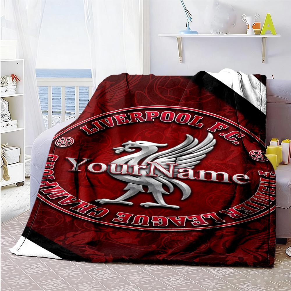 Liverpool Personalized Text Blanket Multi-purpose Customizable Blanket Durable Comfort Versatile for Office Chair Picnics Sofa All-Season Use