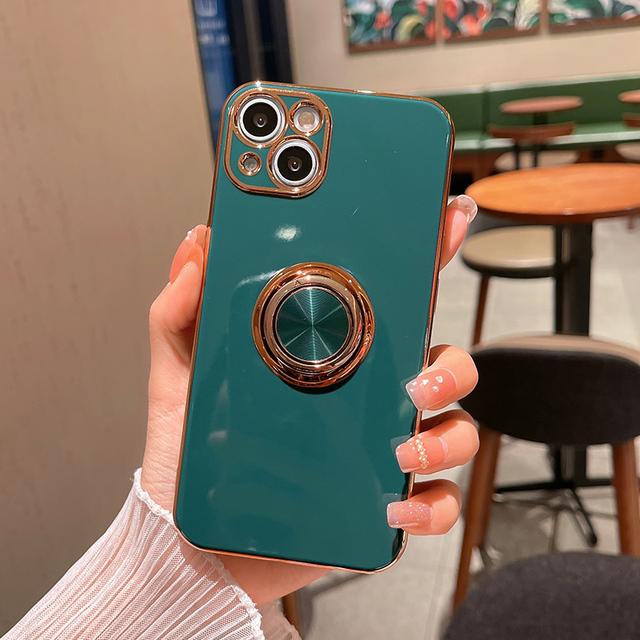 Luxury Plating Finger Ring Holder Case For Iphone 13 14 Pro Max 12 Mini Xs Xr X 8 7 Plus Se Soft Phone Cover For Iphone 11 Case