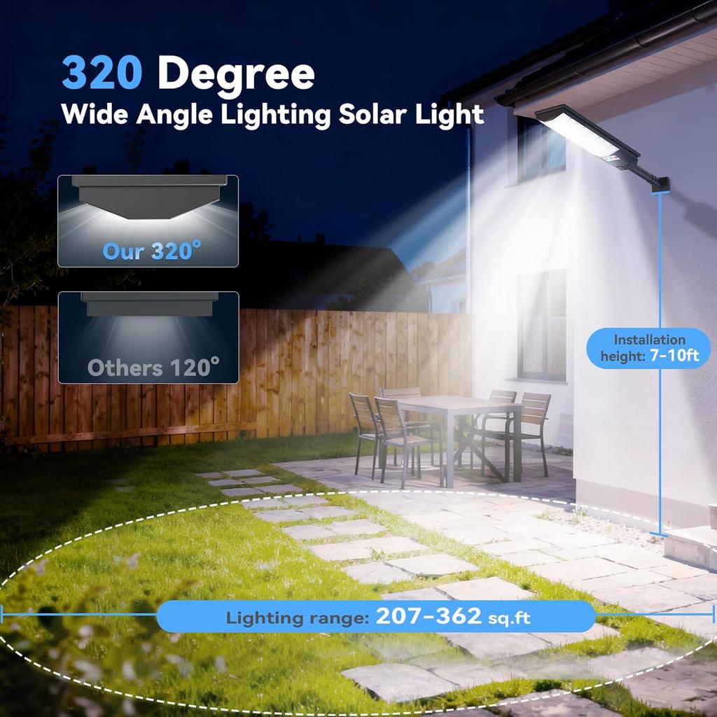 4 Pack Solar Street Lights - IP66 Waterproof, Motion Sensor Dusk to Dawn Security Light with Remote Control for Outdoor Use