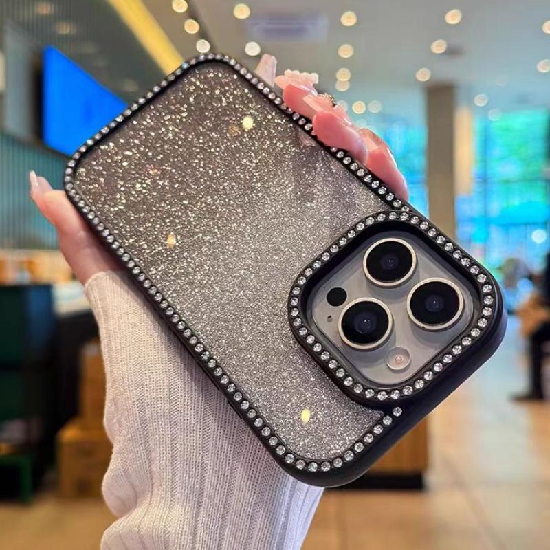Double-sided Diamond Phone Cover For iPhone 13 14 Plus 15 16 Pro Max Gradient Color Dazzling Case For iPhone 12 11 Hard Cases
