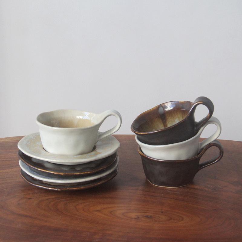 160ml Kiln Ceramics Hand-washed Coffee Mugs and Saucers Exquisite Italian Concentrated Latte Cups American Afternoon Tea Cups