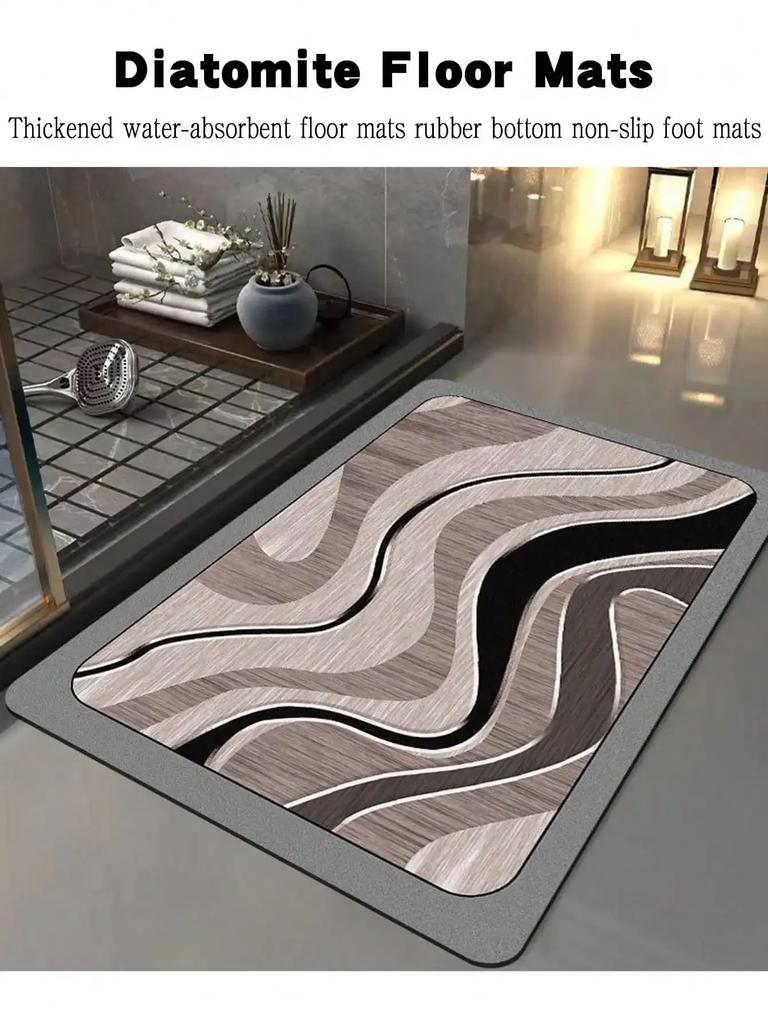 Diatomite Floor Mat  Absorbent Rubber Non-Slip Foot Mat Light Bathroom Doorway Dirt-Resistant Quick-Drying Entry Door