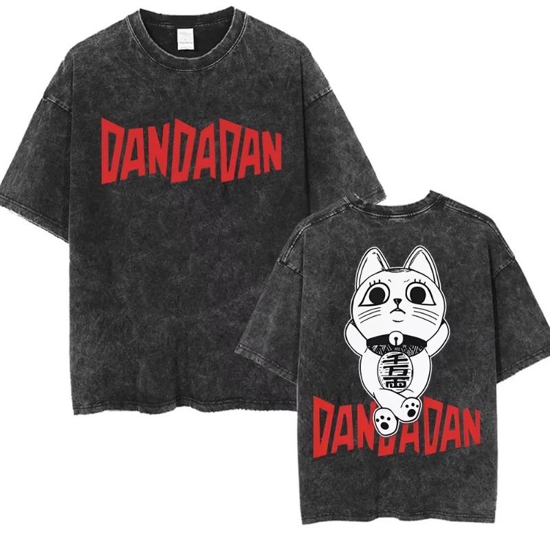 Anime Dandadan Okarun Dan Da Dan Graphic Vintage Washed T Shirts Unisex Women Clothing Fashion Oversized Short Sleeve Tshirts Tops