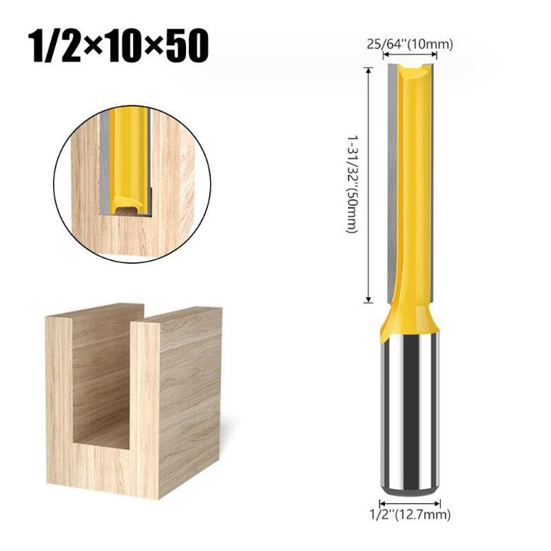 12mm 1/2inch Shank Router Bit Double Flute Long Straight Bits Grooving Bits Trimming Cutter Woodworking Milling Tools