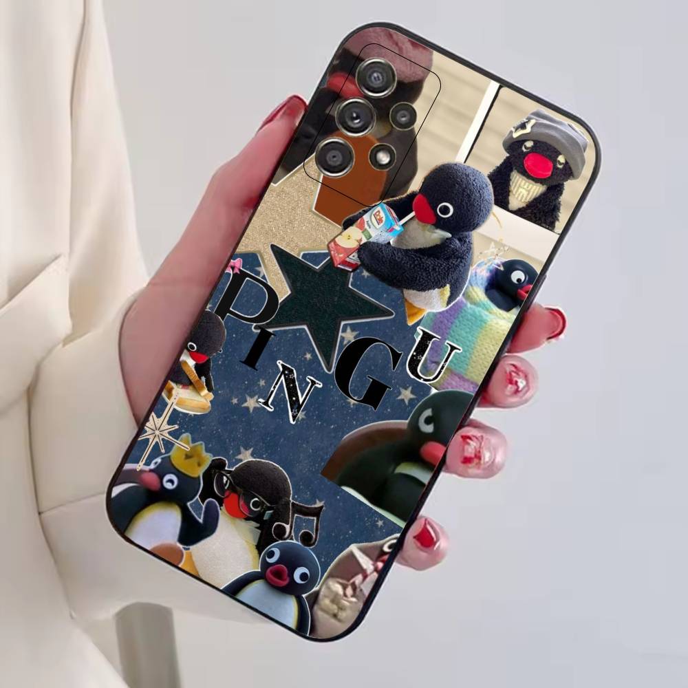 Cute P-Penguin Pingu Phone Case For Samsung S25,S24,S21,S22,S23,S30,Ultra,S20,Plus,Fe,Lite,Note,10,Black Cover