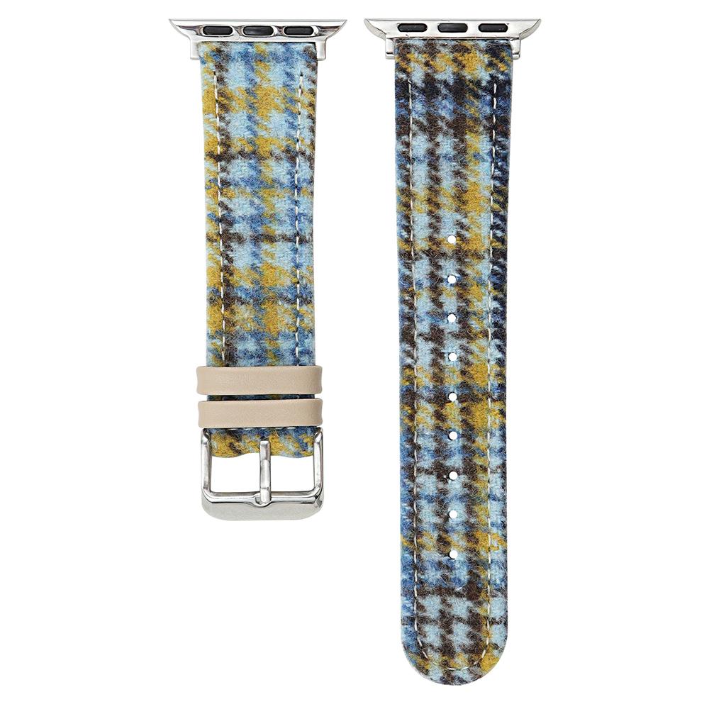 Watch Band For Apple Watch Series 10 Ultra 9 8 7 SE 6 5 4 3 2 1 46mm 49mm 45mm 44mm 42mm Vintage Wool+Leather Strap