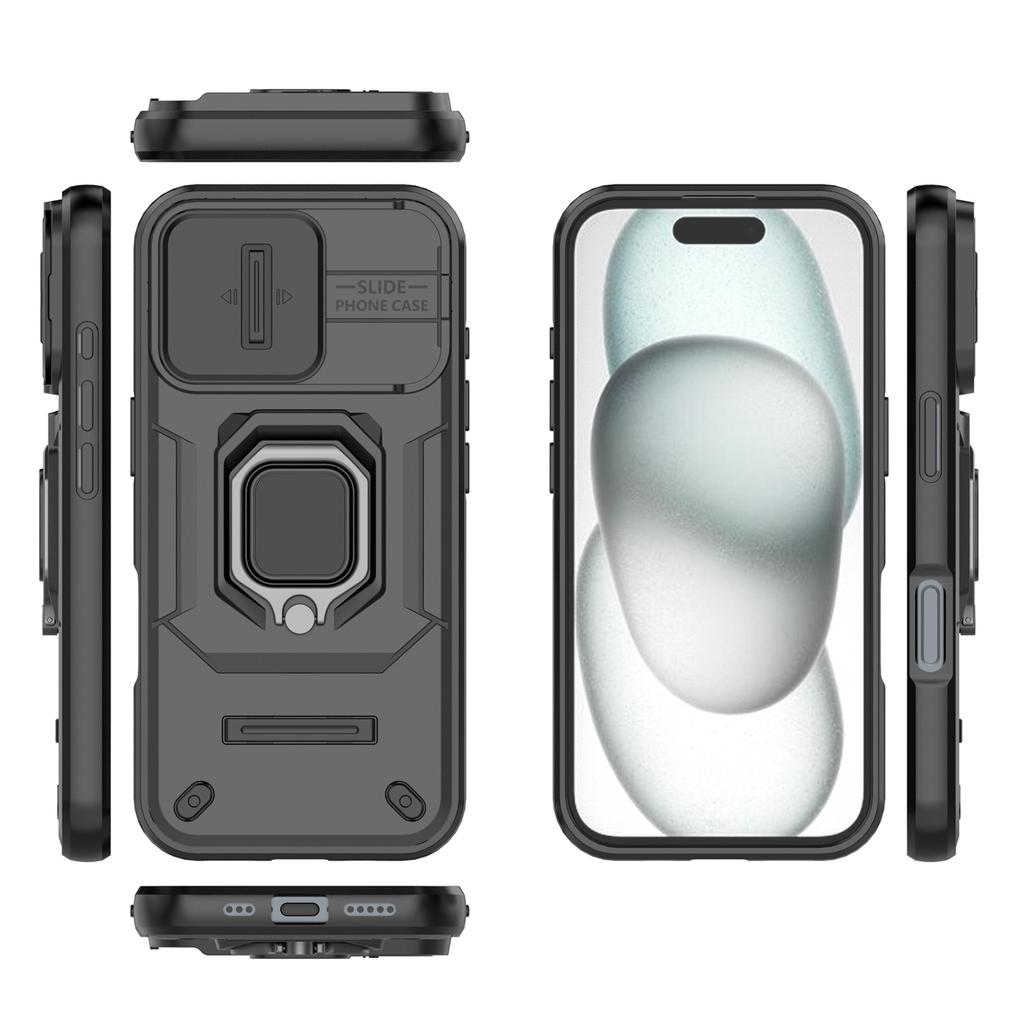 For iPhone 17 Case PC+TPU Kickstand Phone Protector with Lens Cover