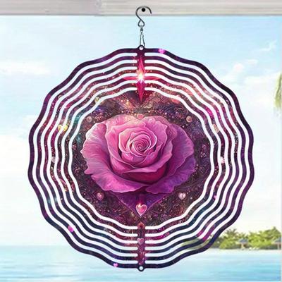 Outdoor Indoor Rose Heart Metal Wind Chime Garden Decor Vibrant Christmas Hanging Thanksgiving Gift No Electricity Required