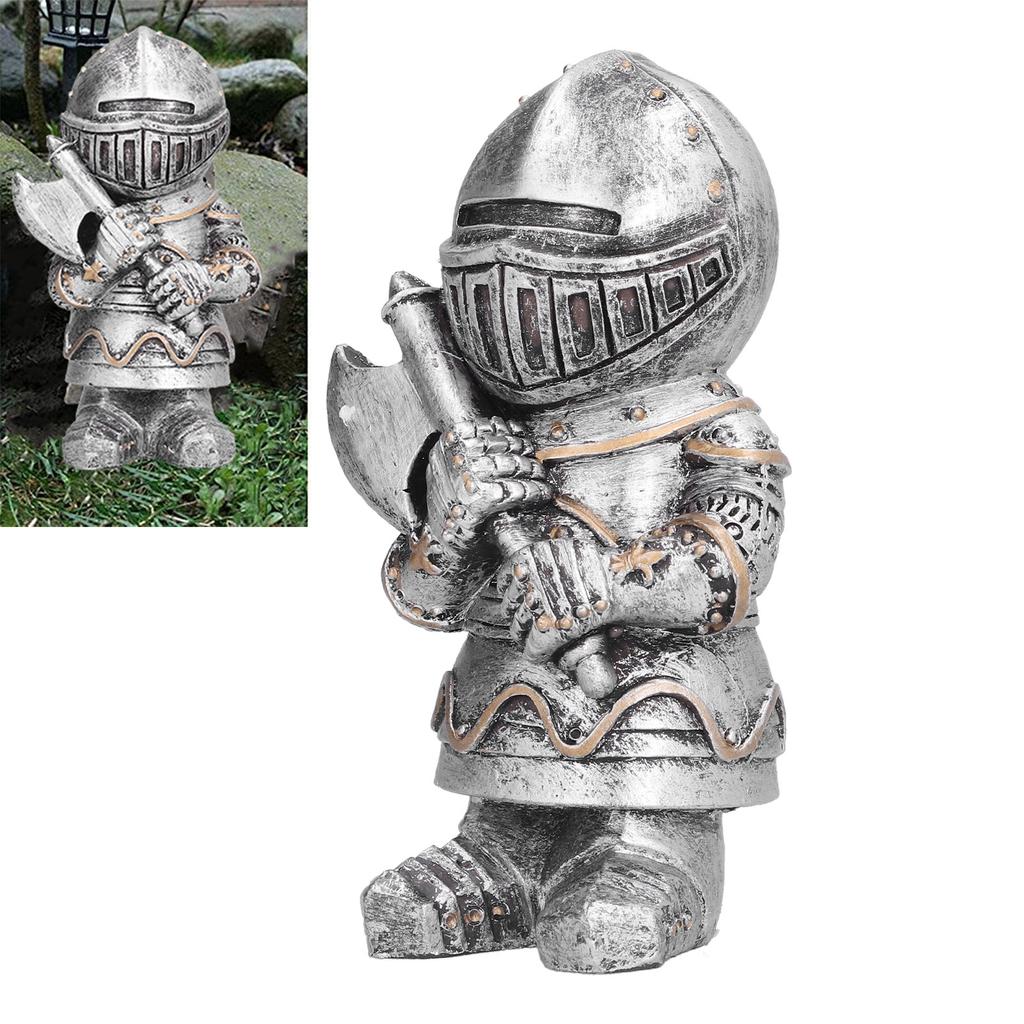 Medieval Crusader Knight Gnomes Guard Resin Ornament Outdoor Garden Decoration Statue#1