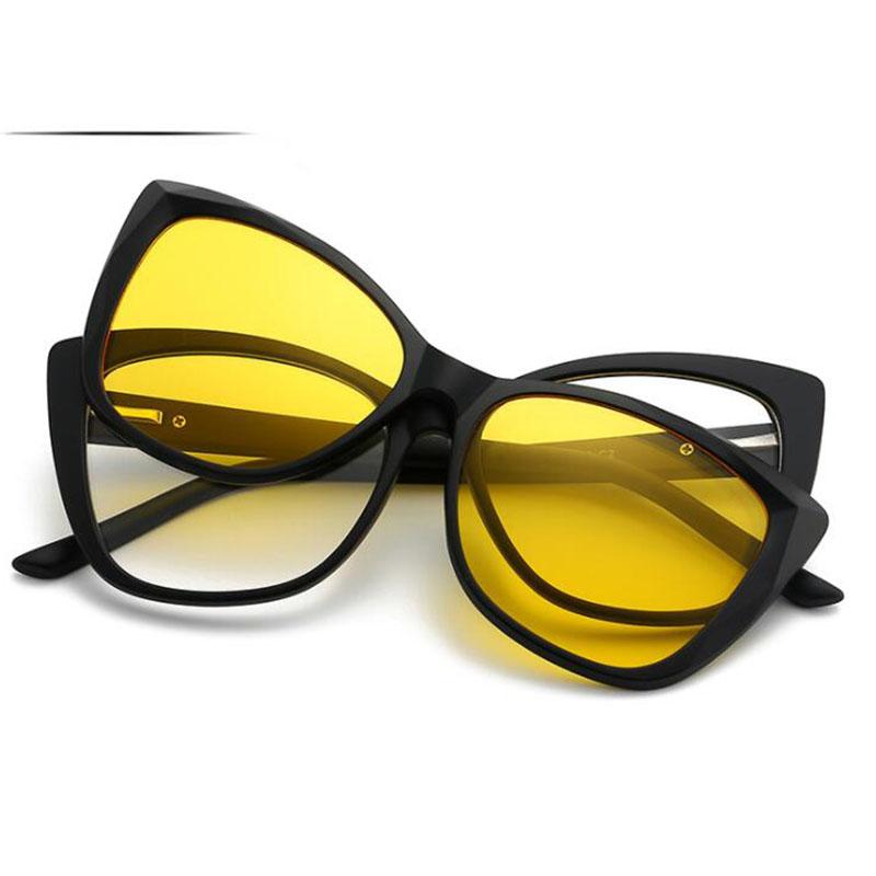 2328 Magnet Clip Cat Eyes Myopia Glasses 0 -0.5 -1.0 -2.0 To -6.0 Hyperopia Sunglasses +0.5 +1.0 +2.0 To +6