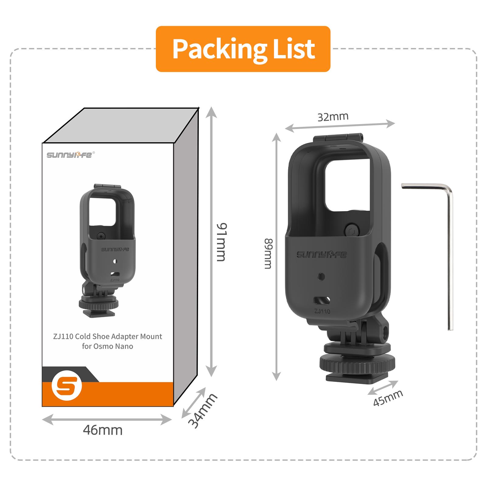 Cold Shoe Adapter Mount For DJI Osmo Nano Rotatable Horizontal/Vertical Shoot Mount Frame For DJI Osmo Nano Camera Accessories