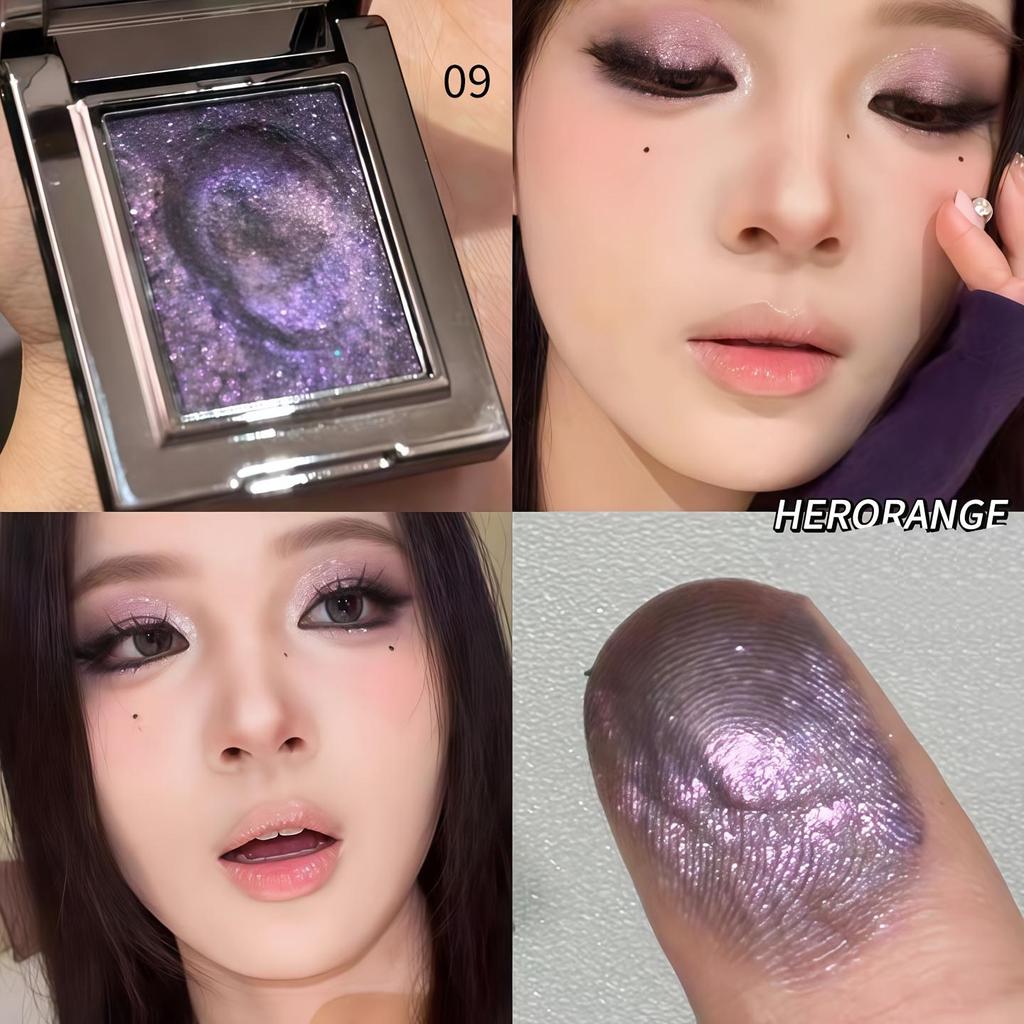 Paleta de Sombras de Ojos de Color Metálico con Brillo y Shimmer Impermeable Resistente al Sudor Fórmula Suave Difuminable para Festivales de Música Fiestas