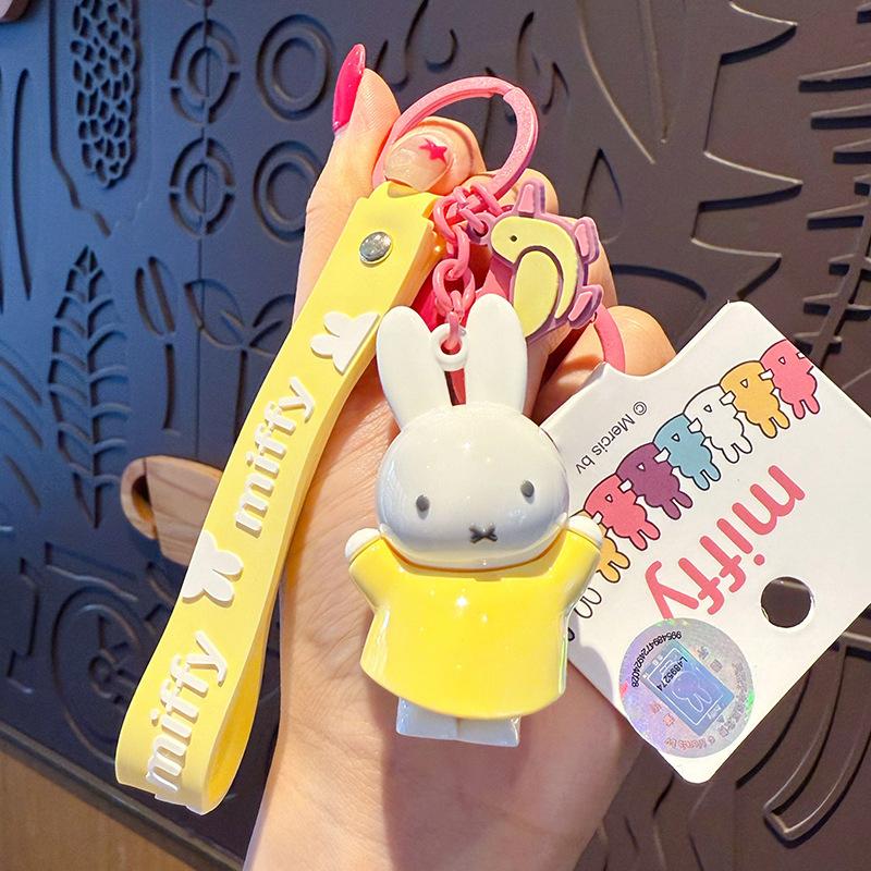New Kawaii Miffy Rabbit Keychain Cartoon Couple Backpack Pendant Car Key Accessories Creative Festival Gifts