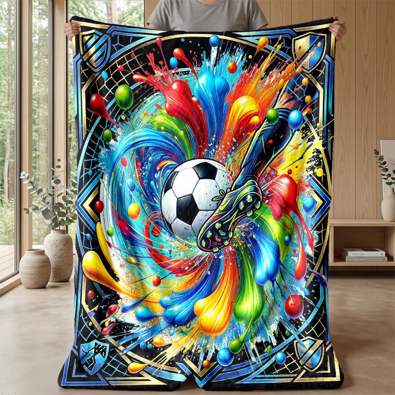 Soccer Art Energy Theme blanket Lightweight Warm Flannel Blanket Decorative Throw Blanket for Home Decoration
