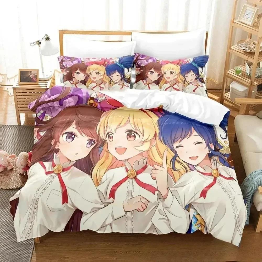 3D Print Anime Aikatsu Bedding Set Printed Bed Set With Pillowcase Bed Duvet Cover Soft Single Double Queen Super King Size