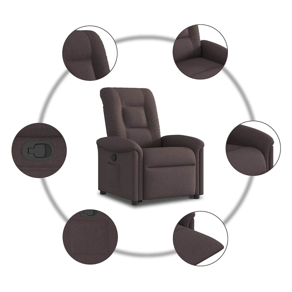 Relax Chair with Rising Function by Dark Brown Fabric