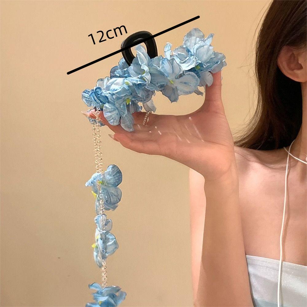 Ponytail Clip Hydrangea Flower Tassel Hair Clip Chinese Style Flower Tassel Hair Clip