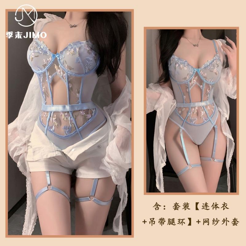 Sexy Underwear Original Lace with Leg Rings Onesie Heavy Industry Embroidery Flowers Pure Desire Perspective