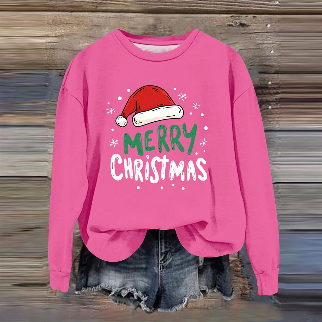 Women's Fashion Casual Long Sleeve Loose Christmas Printed Sweatshirt