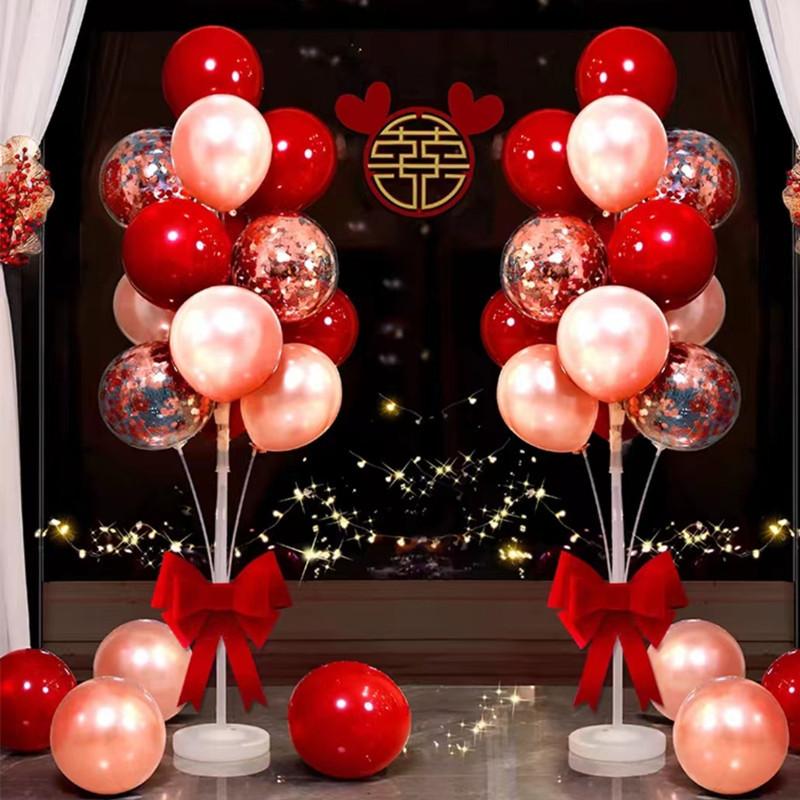 Wedding Venue Floating Red Balloons Package Engagement Decoration Road Guide Romantic Wedding Table Floating Bracket Arrangement